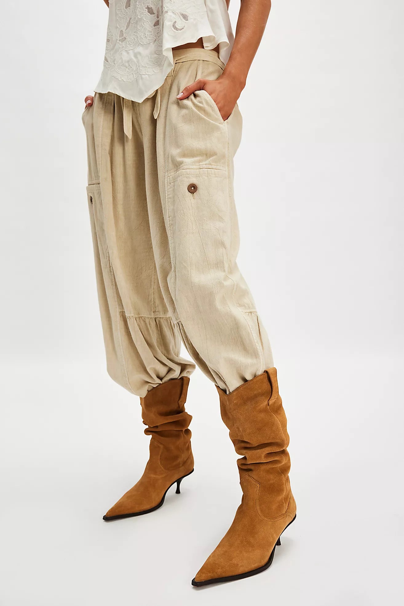 Free People - Daisy Slouch Kitten Heel - Tan Suede