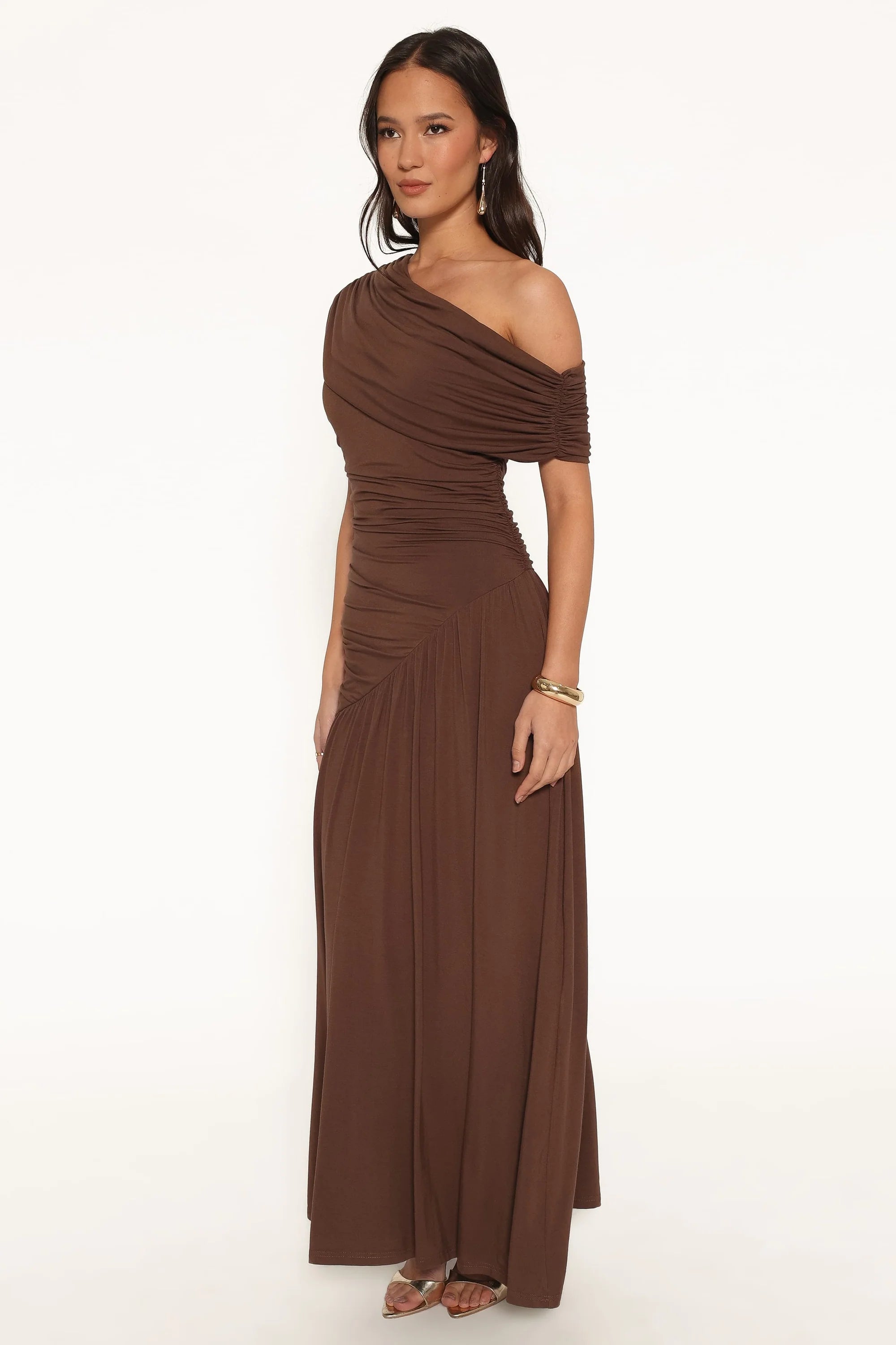 Petal & Pup - Sharmay Off Shoulder Maxi Dress - Brown