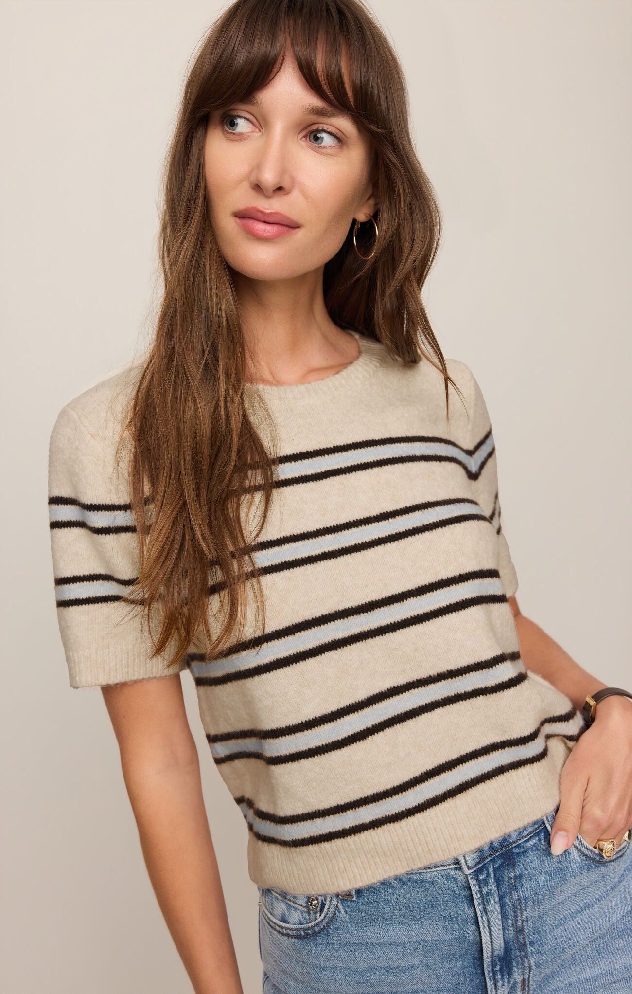 Z Supply - Gatewood Stripe Sweater - Light Oatmeal Heather