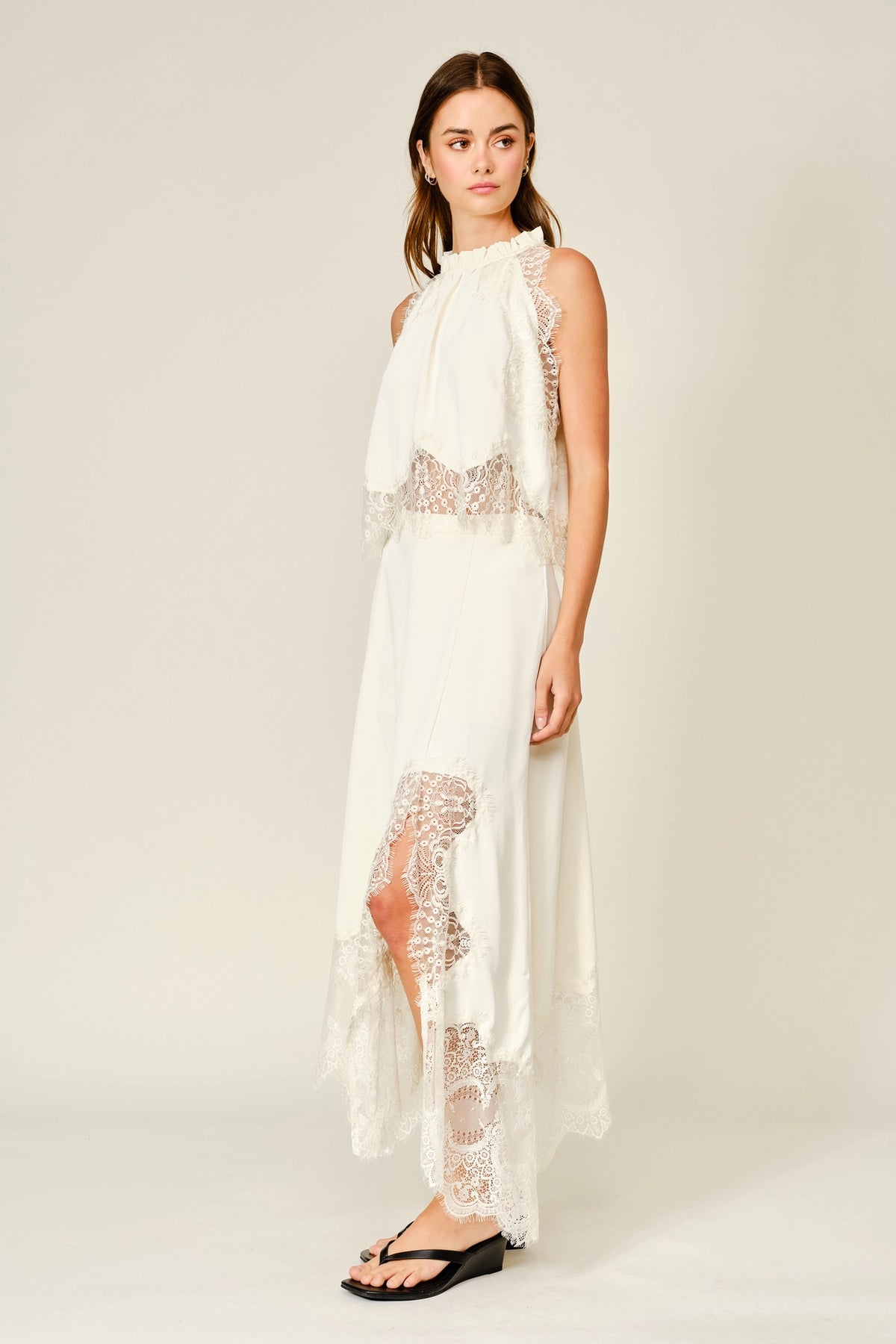 Elegant Lace Midi Skirt
