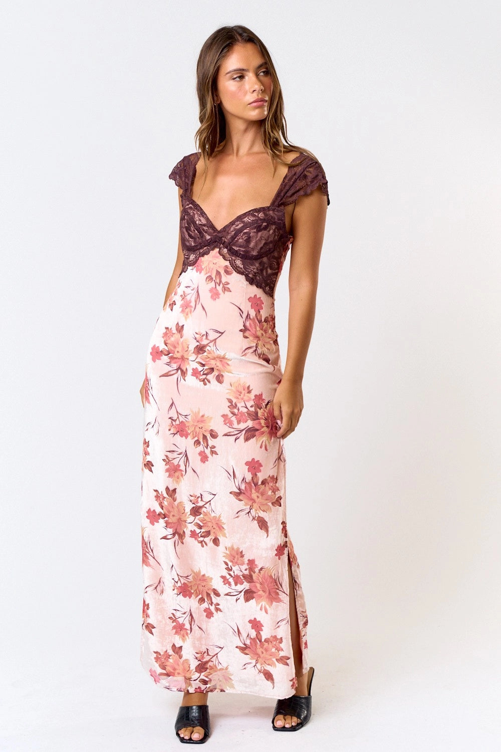 Anna Velvet Lace Maxi Dress