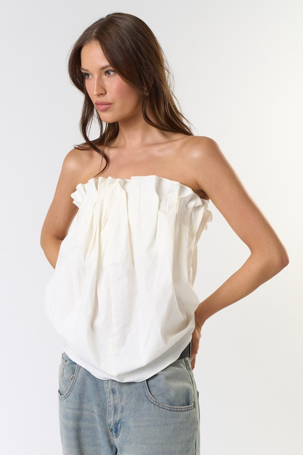 Pintuck Pleated Tube Top
