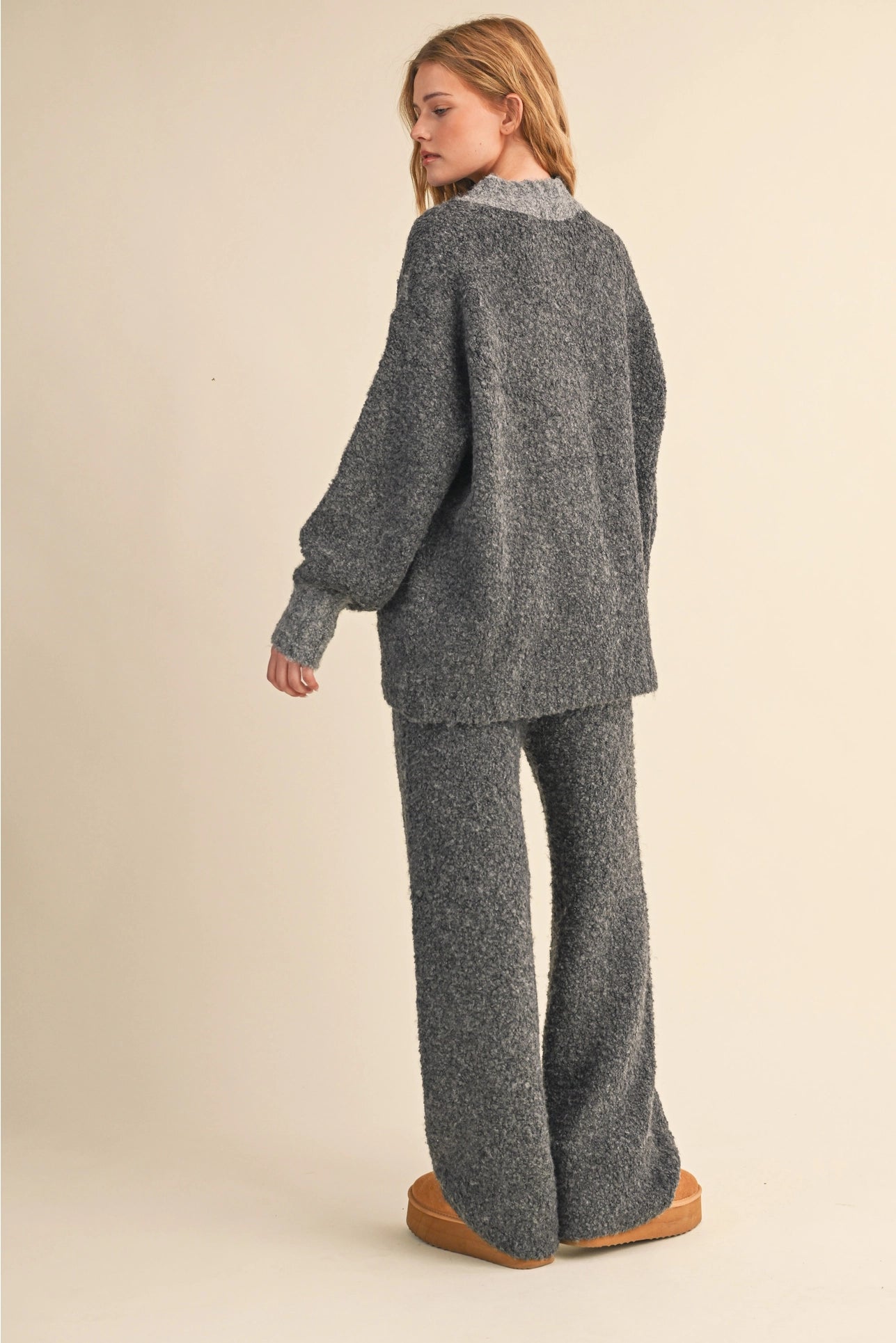 Matching Boucle Sweater Set - Charcoal