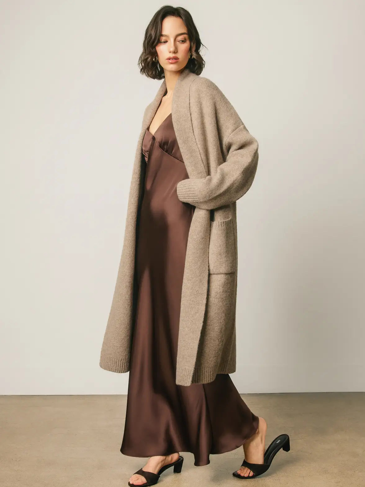 Midi Duster Cardigan - Taupe