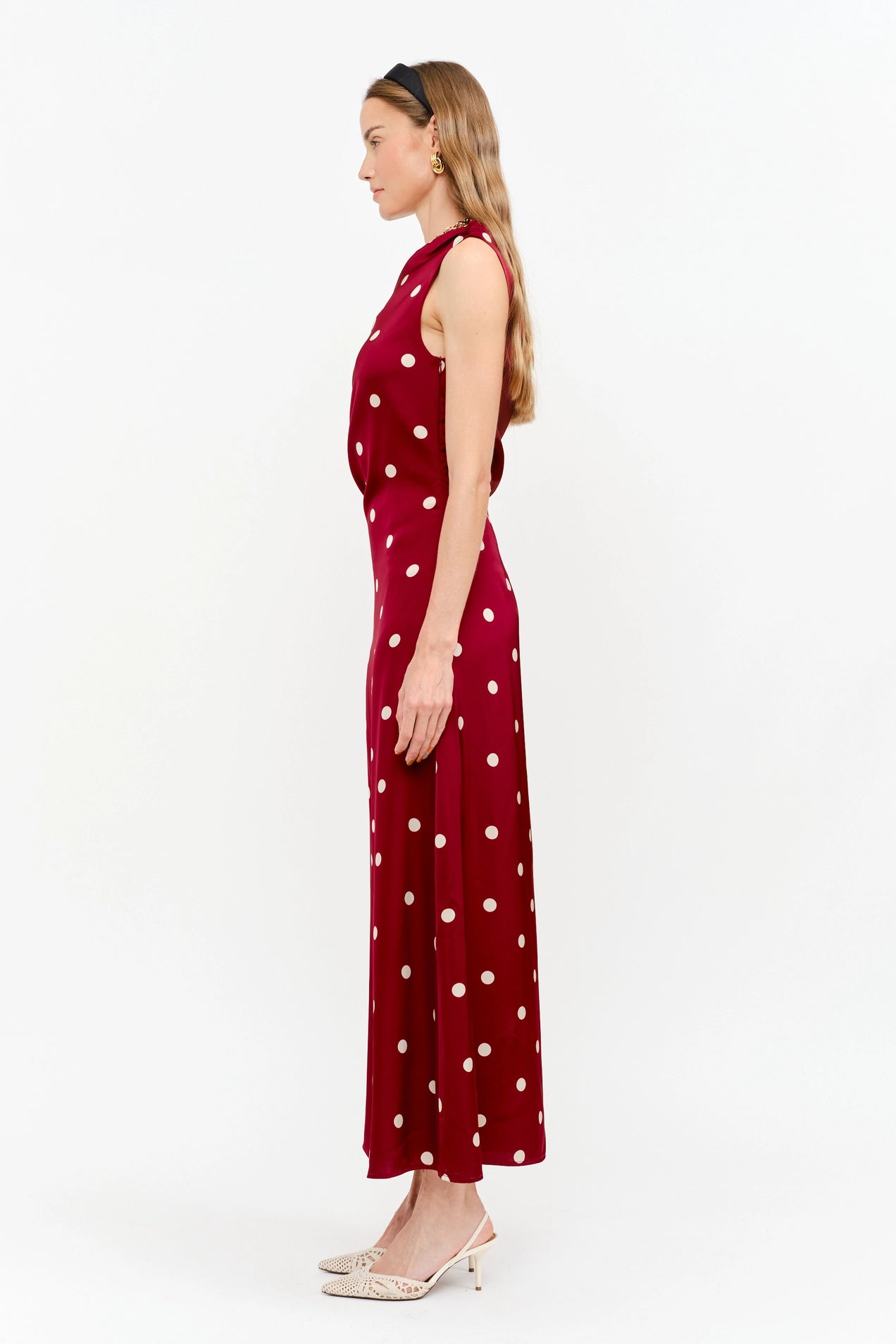 Remie Maxi Dress - Wine Polka Dot