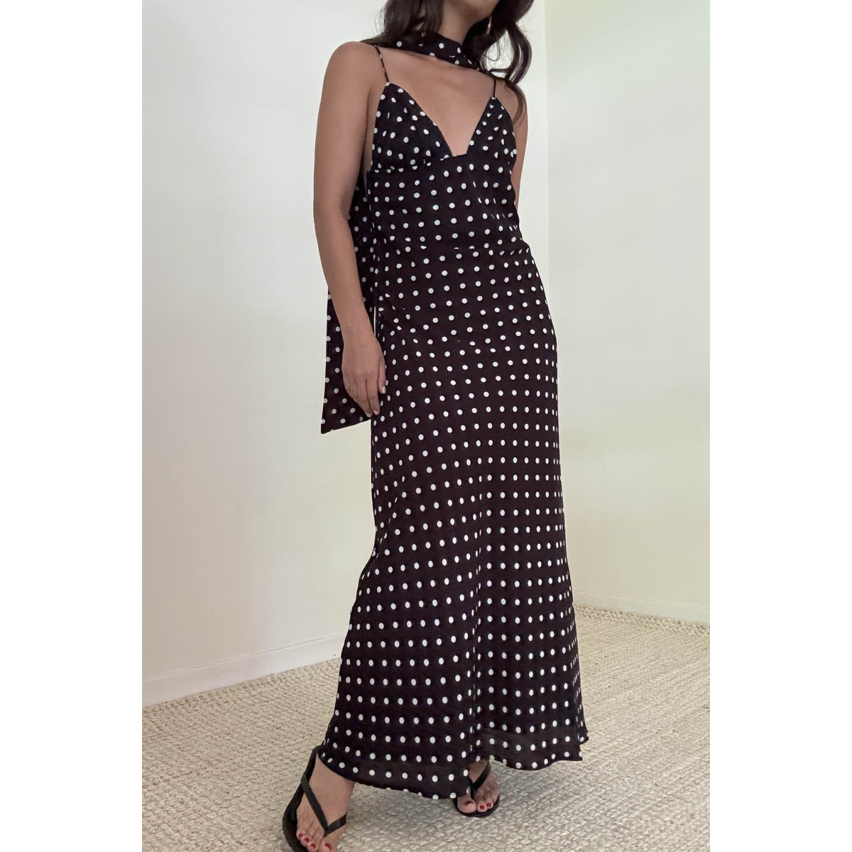 Polka Dot Chiffon Maxi Dress