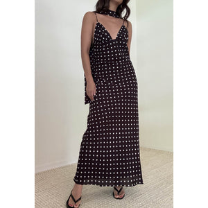Polka Dot Chiffon Maxi Dress