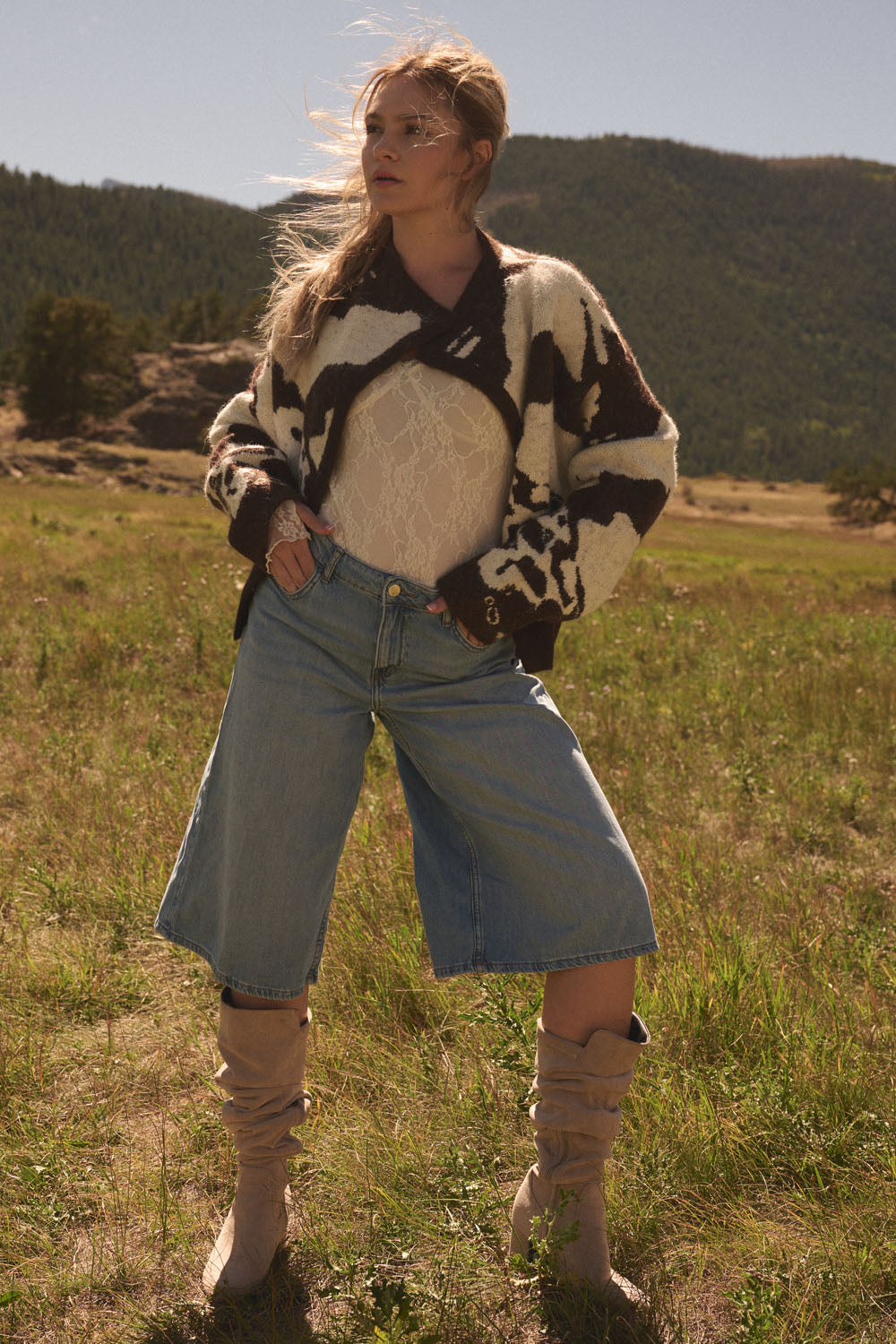 Abstract Print Knit Sweater