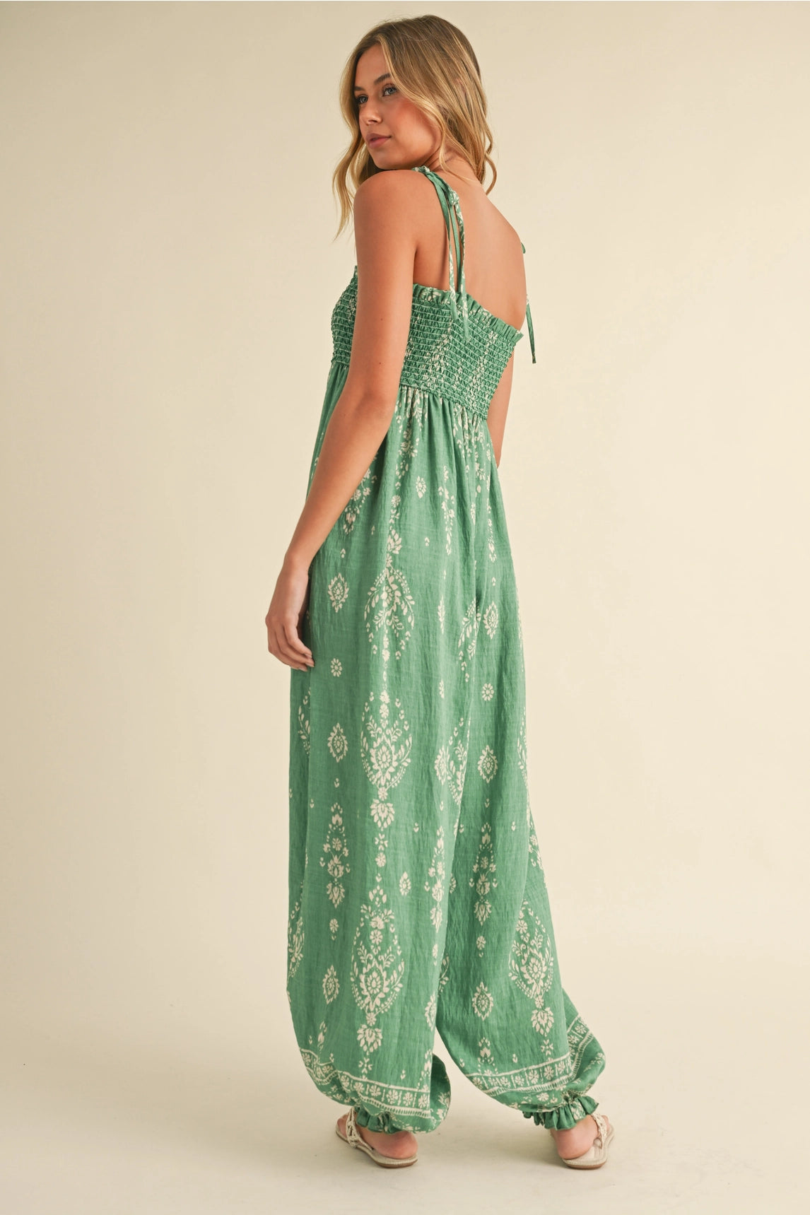 Lilly Printed Balloon Jumpsuit - Green
