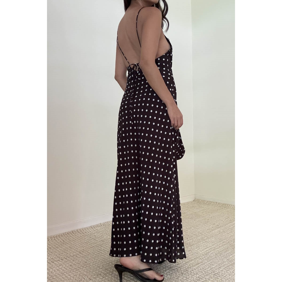 Polka Dot Chiffon Maxi Dress