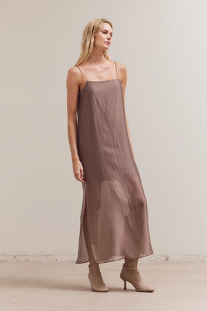 Sheer Maxi Dress - Brown