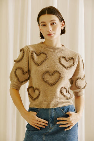 Pom Pom Heart Sweater