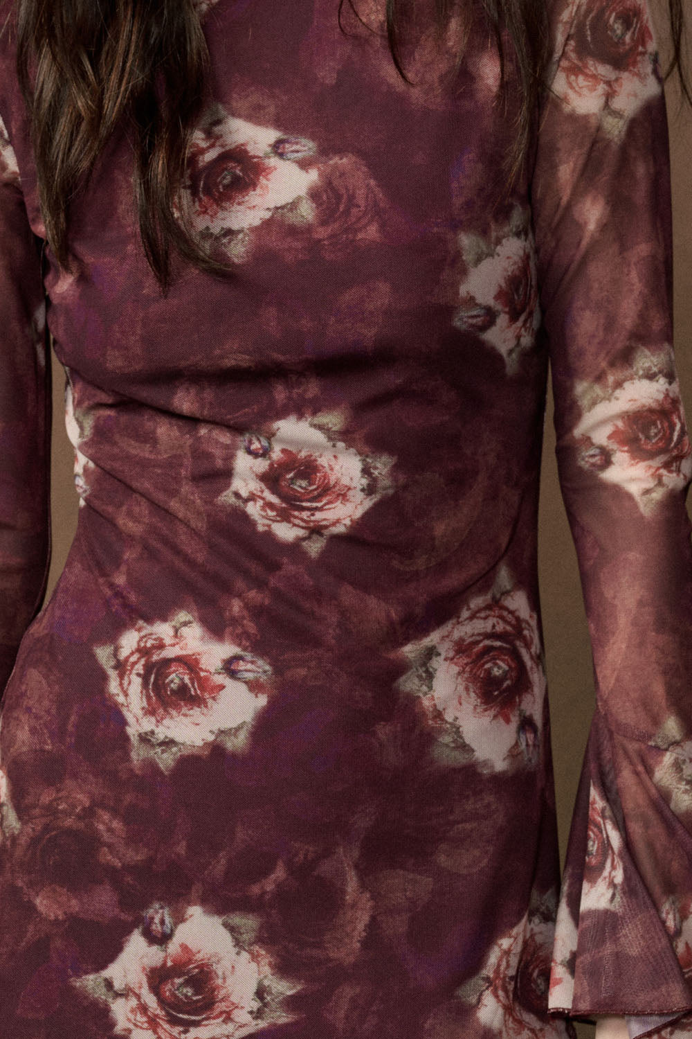Floral Mesh Maxi Dress - Mulberry