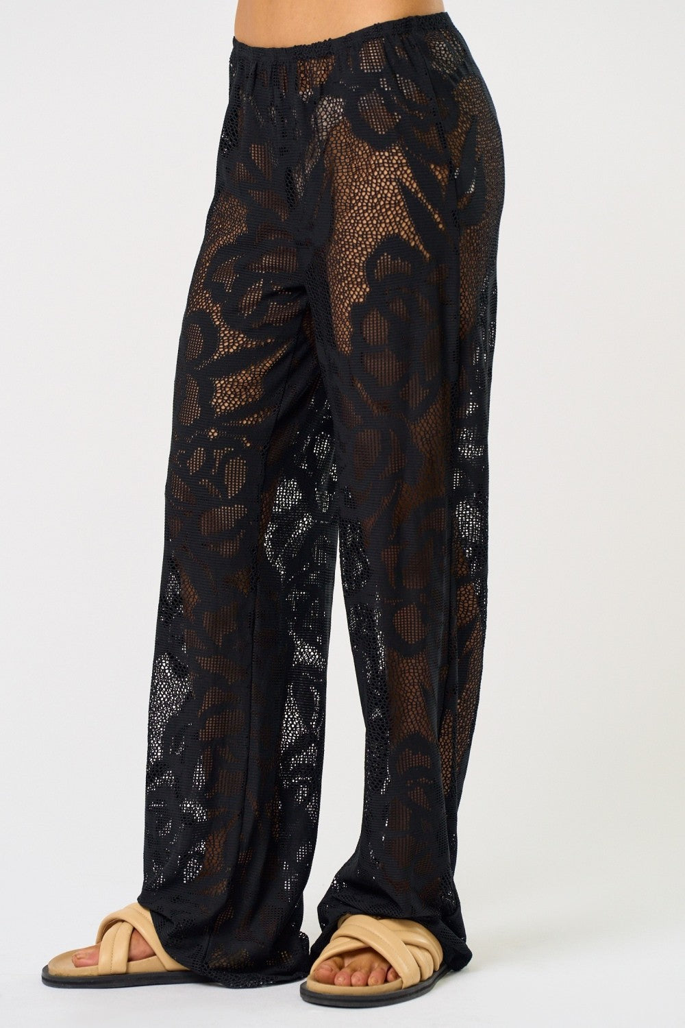 Lace Cover Up Pants - Black