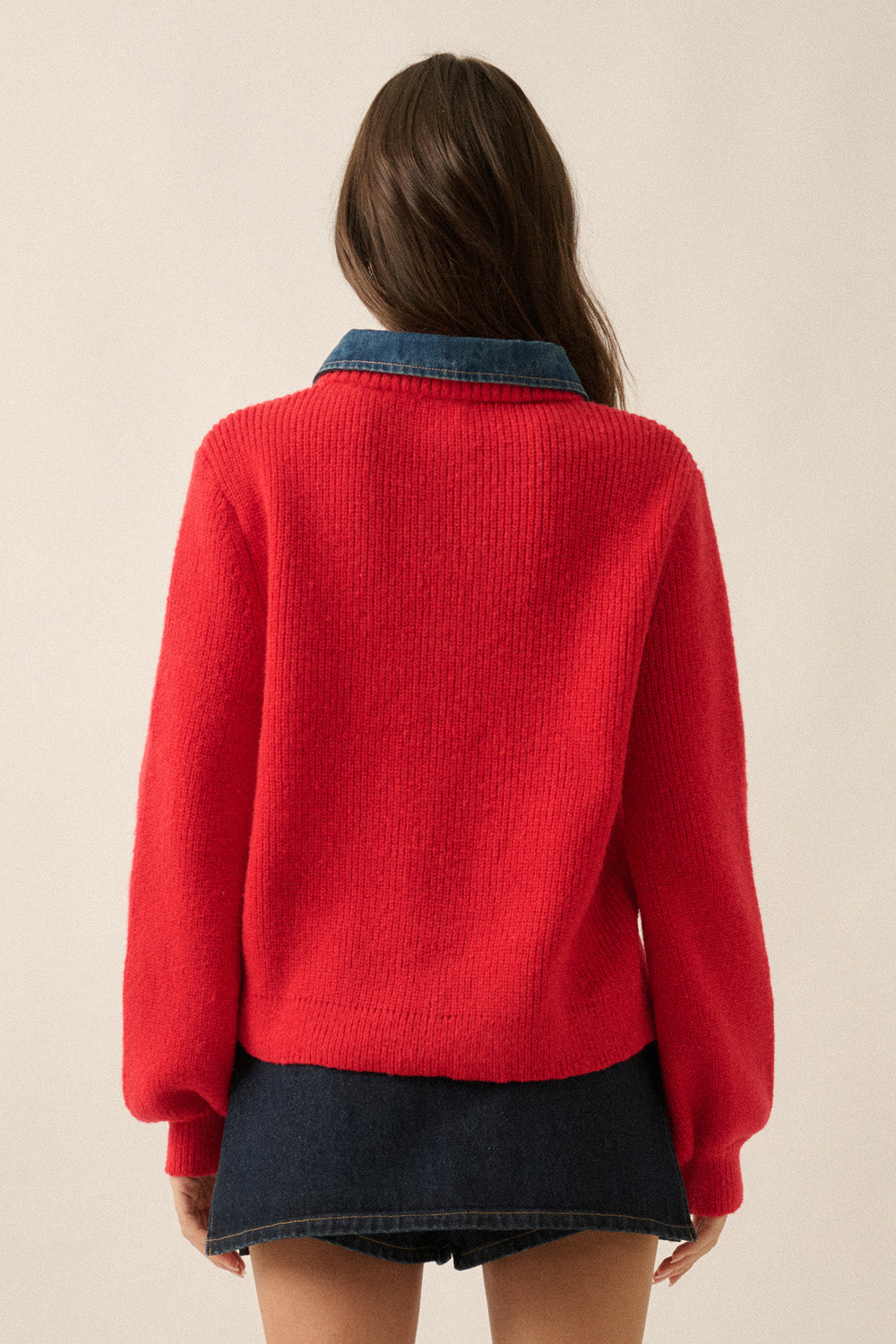 Chloe Button Down Cardigan - Cherry