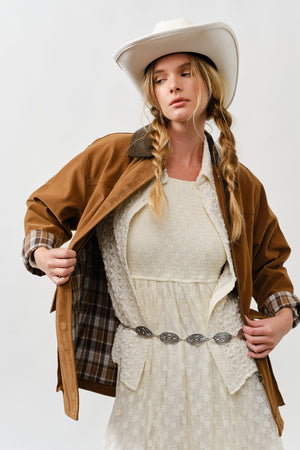 Suede Oversized Jacket - Camel