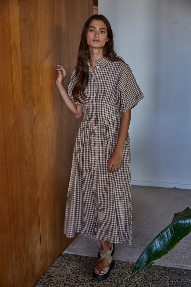 Gingham Button Down Maxi Dress