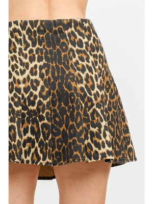 Area Leopard Mini Skirt