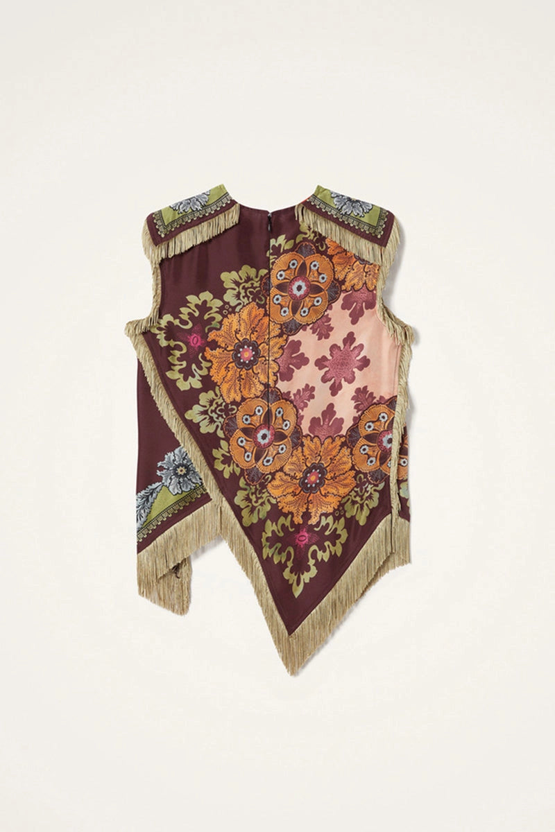 Asymmetrical Fringe Top - Wine
