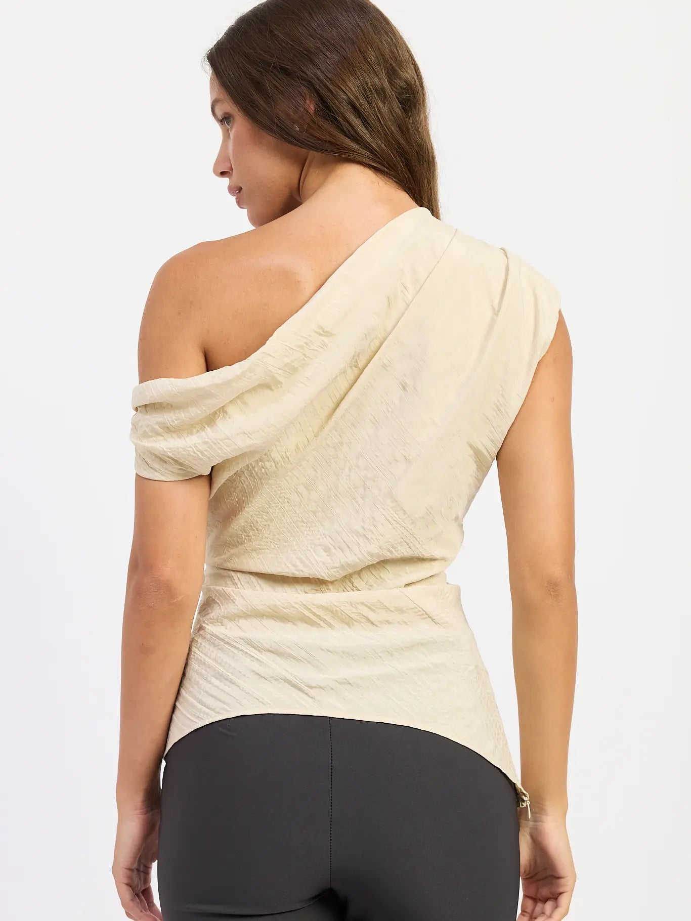 Asymmetrical Satin Drape Top