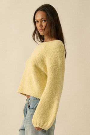 Textured Bubble Sleeve Sweater - Yellow