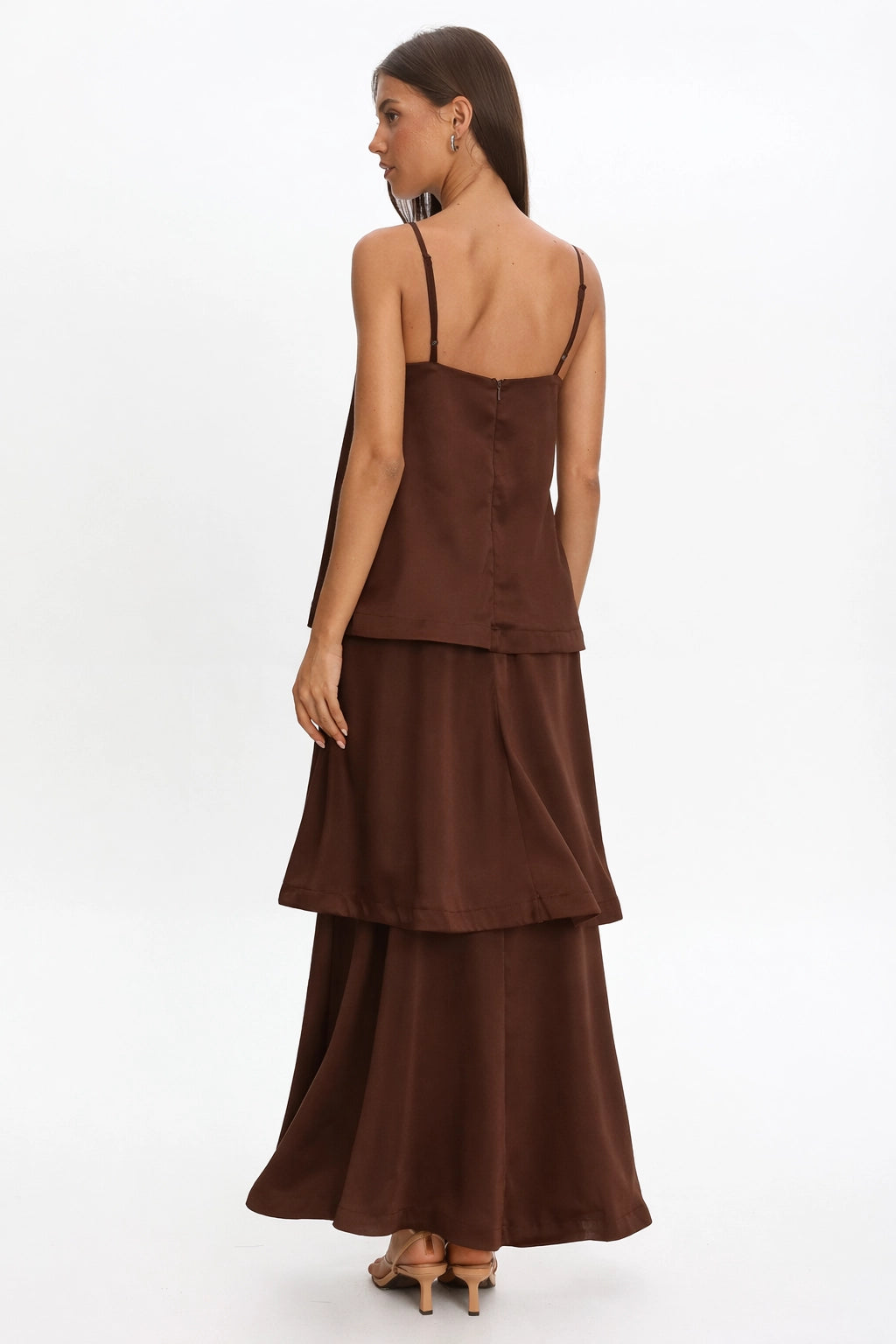 Layered Flowy Maxi Dress - Chocolate