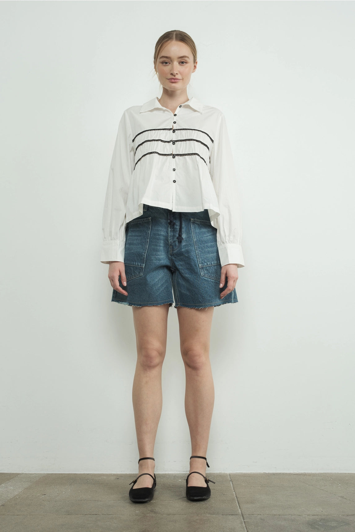 Vintage Washed Denim Shorts - Medium Wash