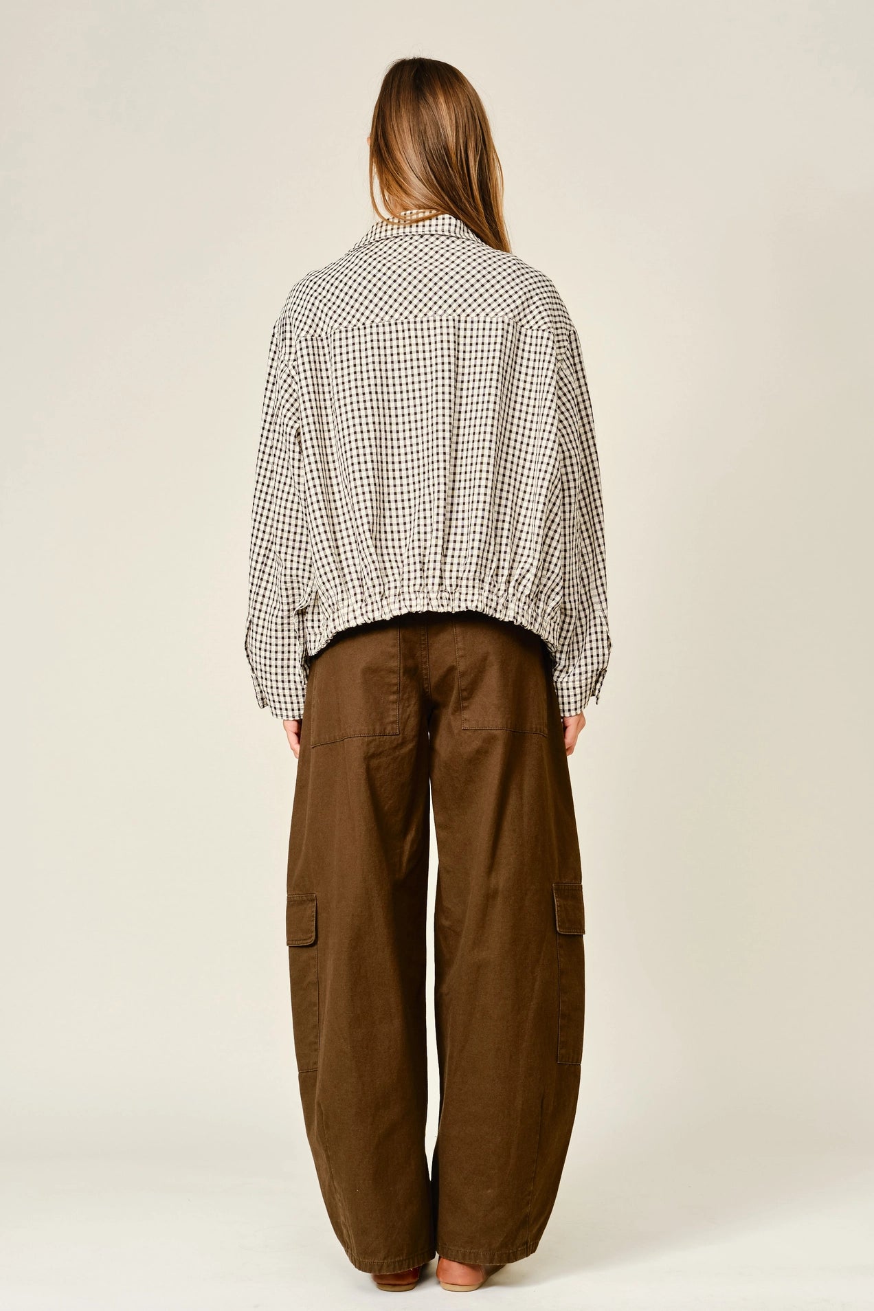 Plaid Funnel Neck Bomber Jacket