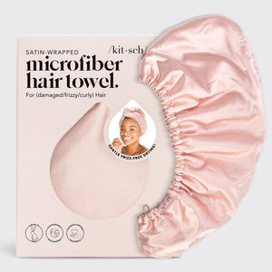 KITSCH Satin Wrapped Hair Towel - Microfiber - Blush