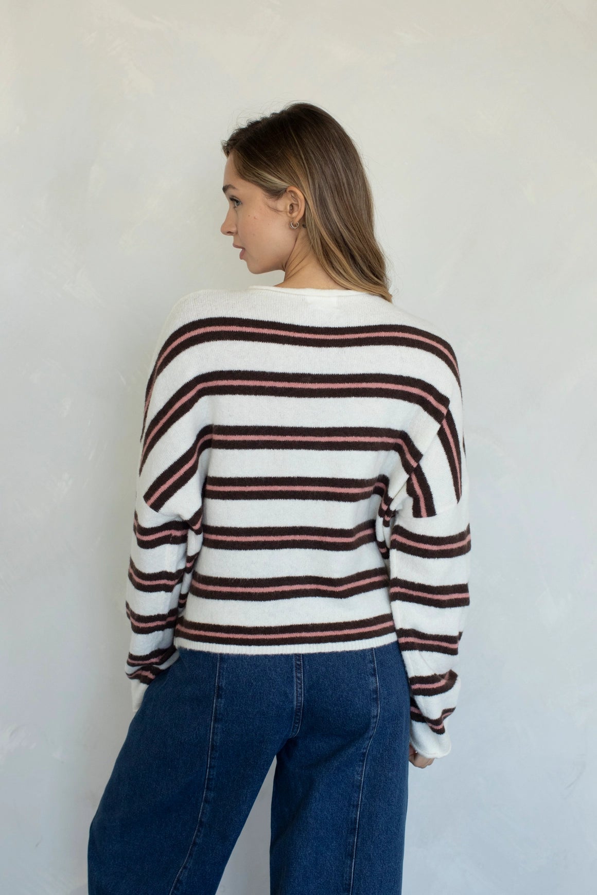Piper Cardigan - Ivory Varsity Stripe