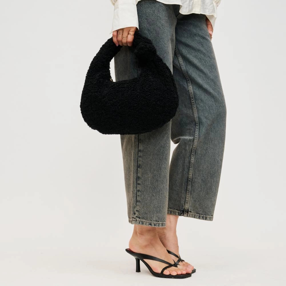 Charlene Sherpa Shoulder Bag - Black