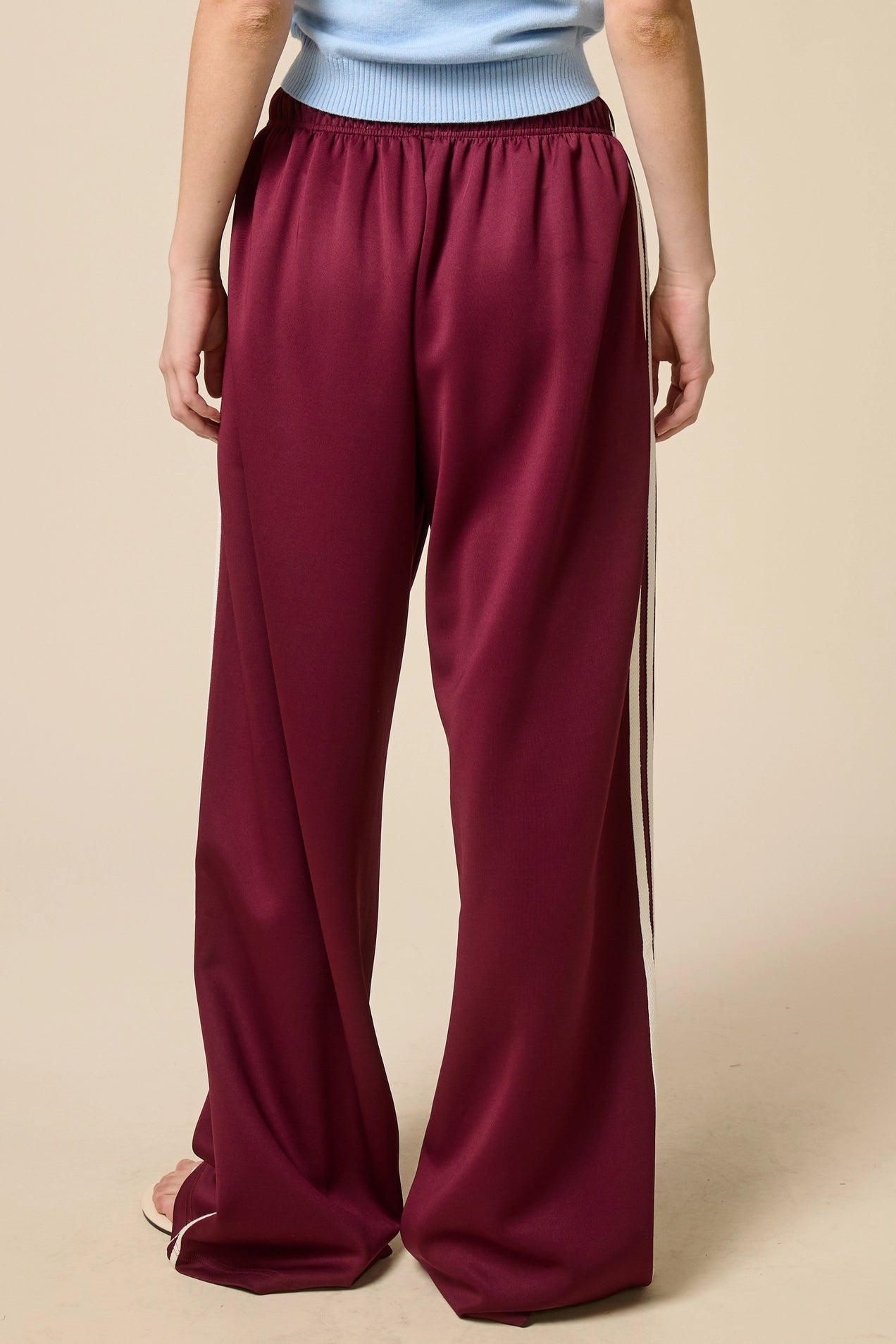 Wide Leg Track Pants - Maroon