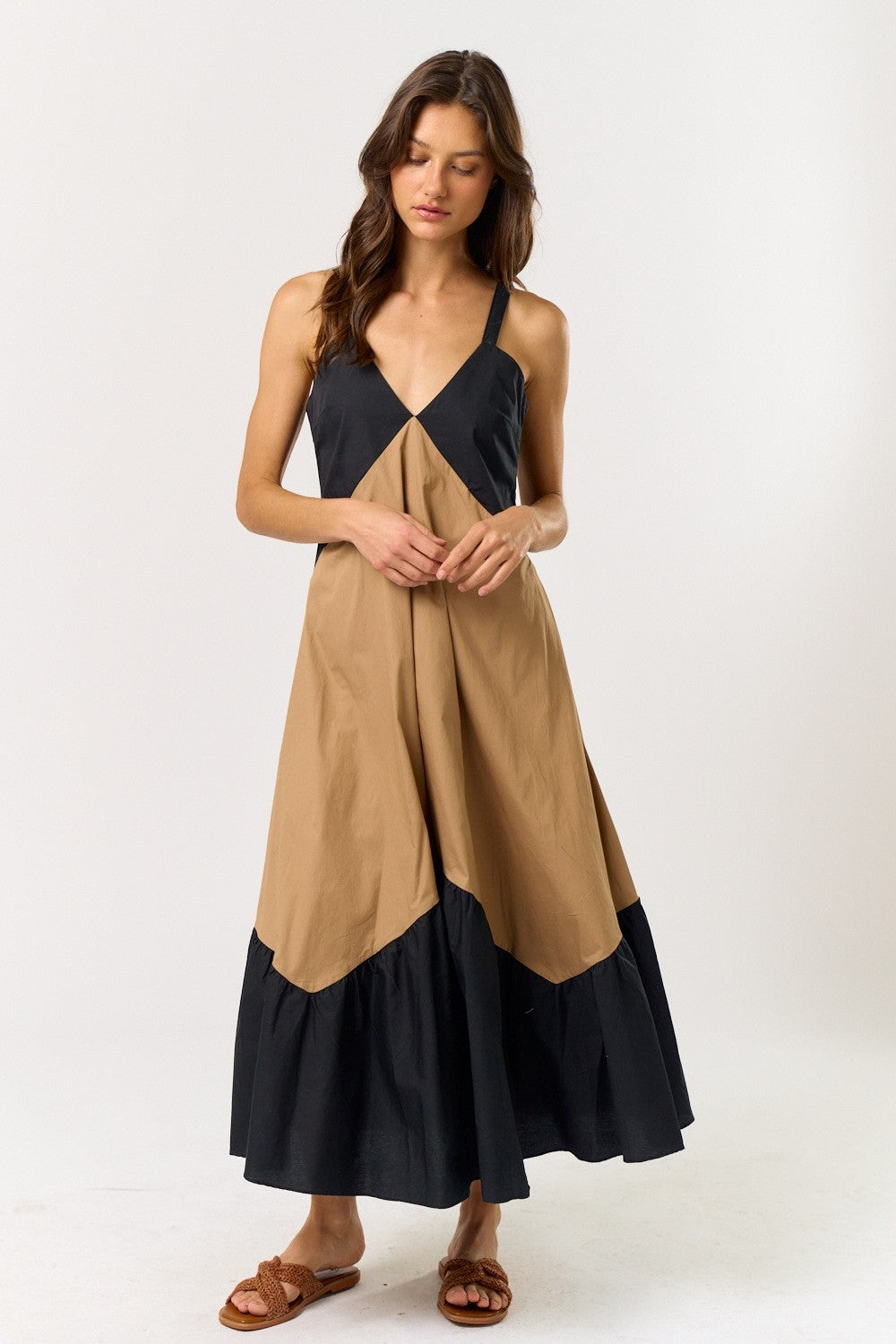 Colorbock Midi Dress - Taupe