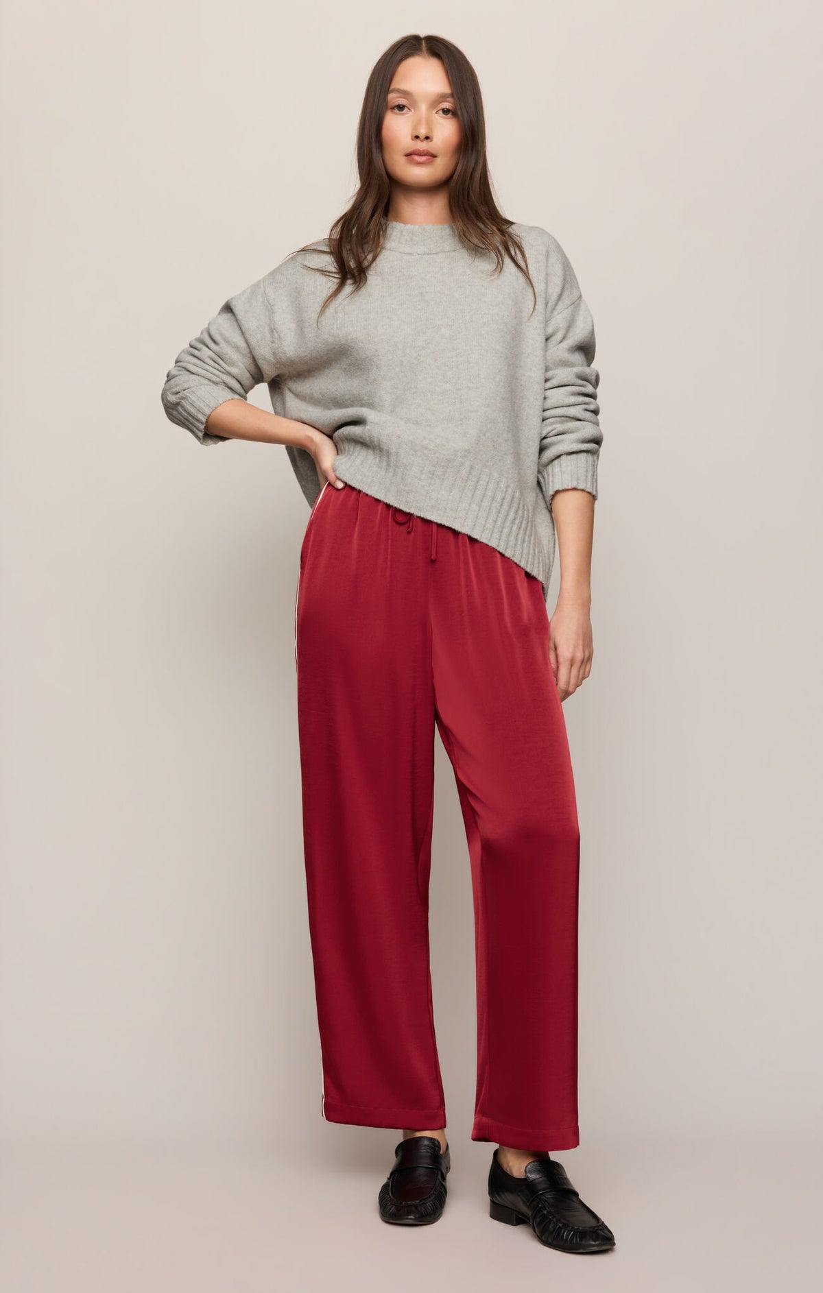 Z Supply - In Stride Satin Track Pant - Red Dahlia