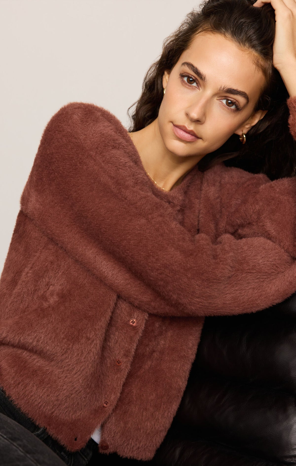 Z Supply - Winterglow Fluffy Cardigan - Dark Rosewood