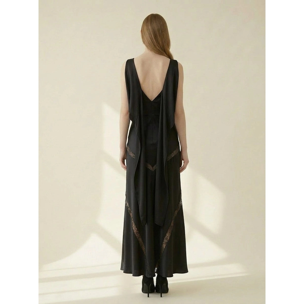 Draped Black Maxi Dress