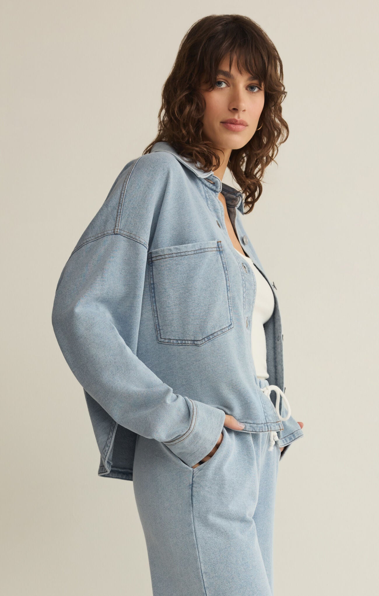 Z Supply All Day Cropped Knit Jacket - Ocean Air Indigo