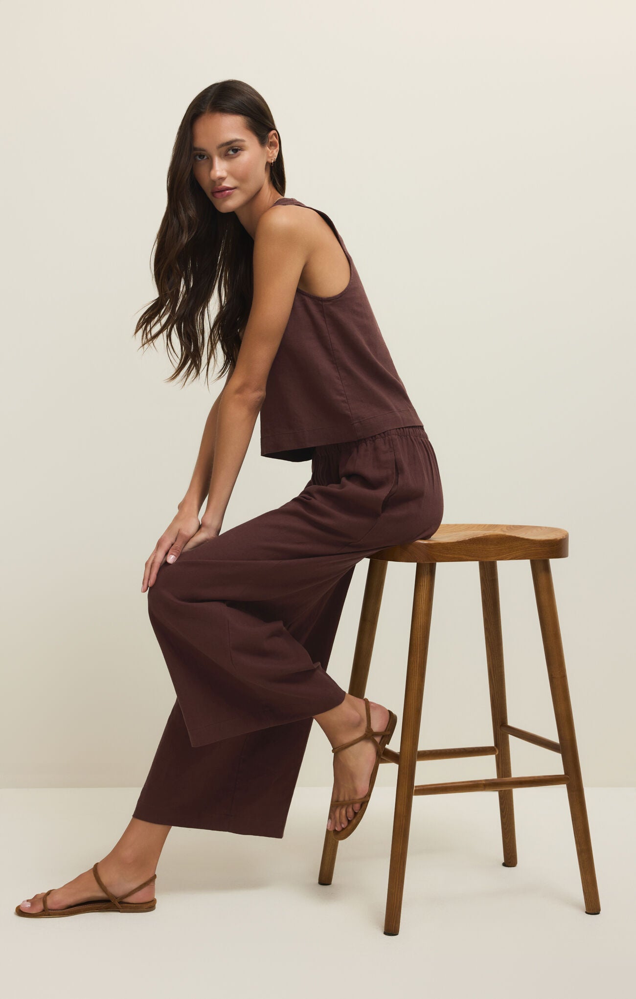 Z Supply Scout Linen Pant - Chocolate Cherry