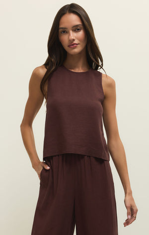 Z Supply Sloane Linen Top - Chocolate Cherry