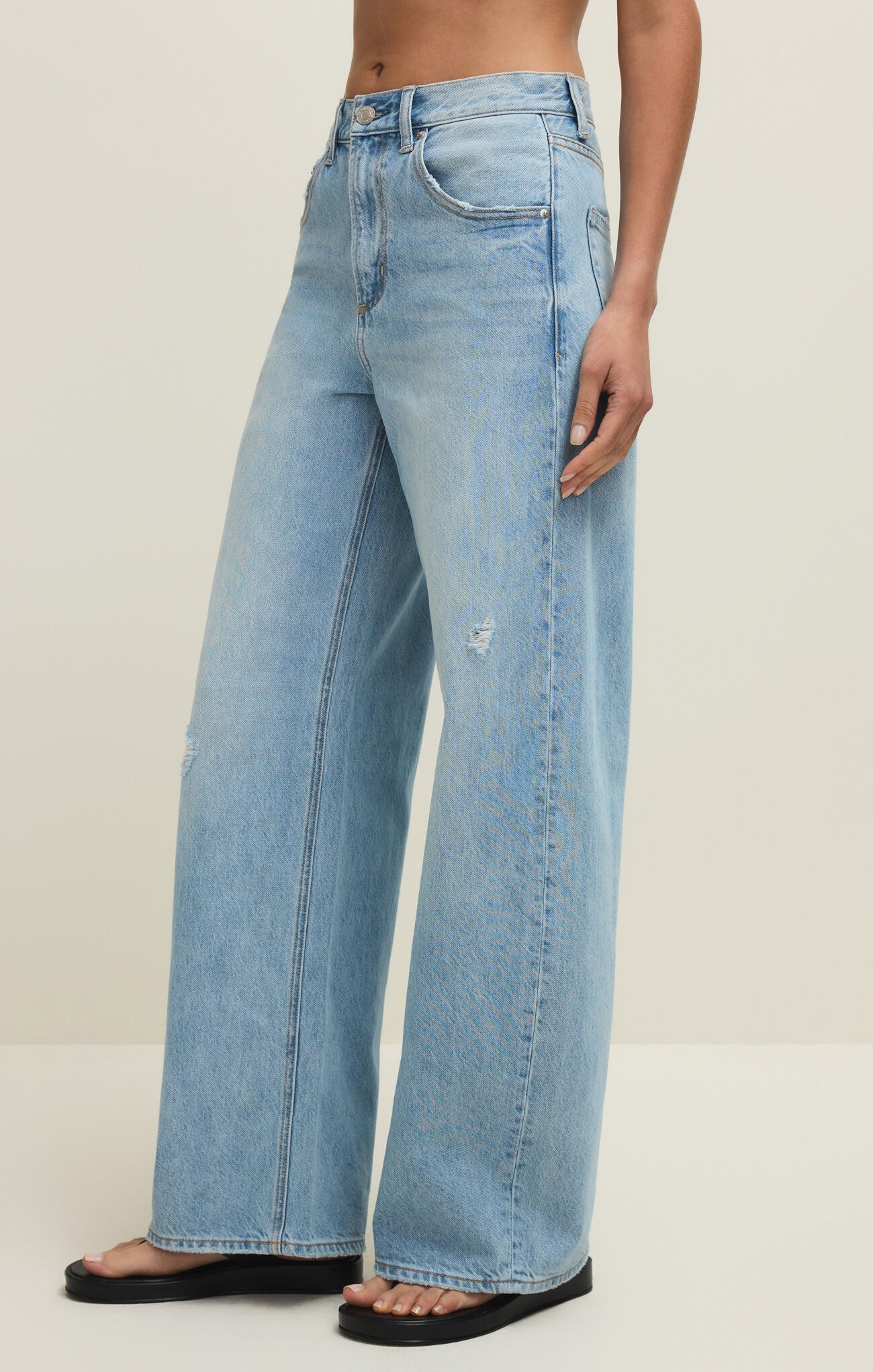 Z Supply Remi High Rise Bowed Jeans - Cove