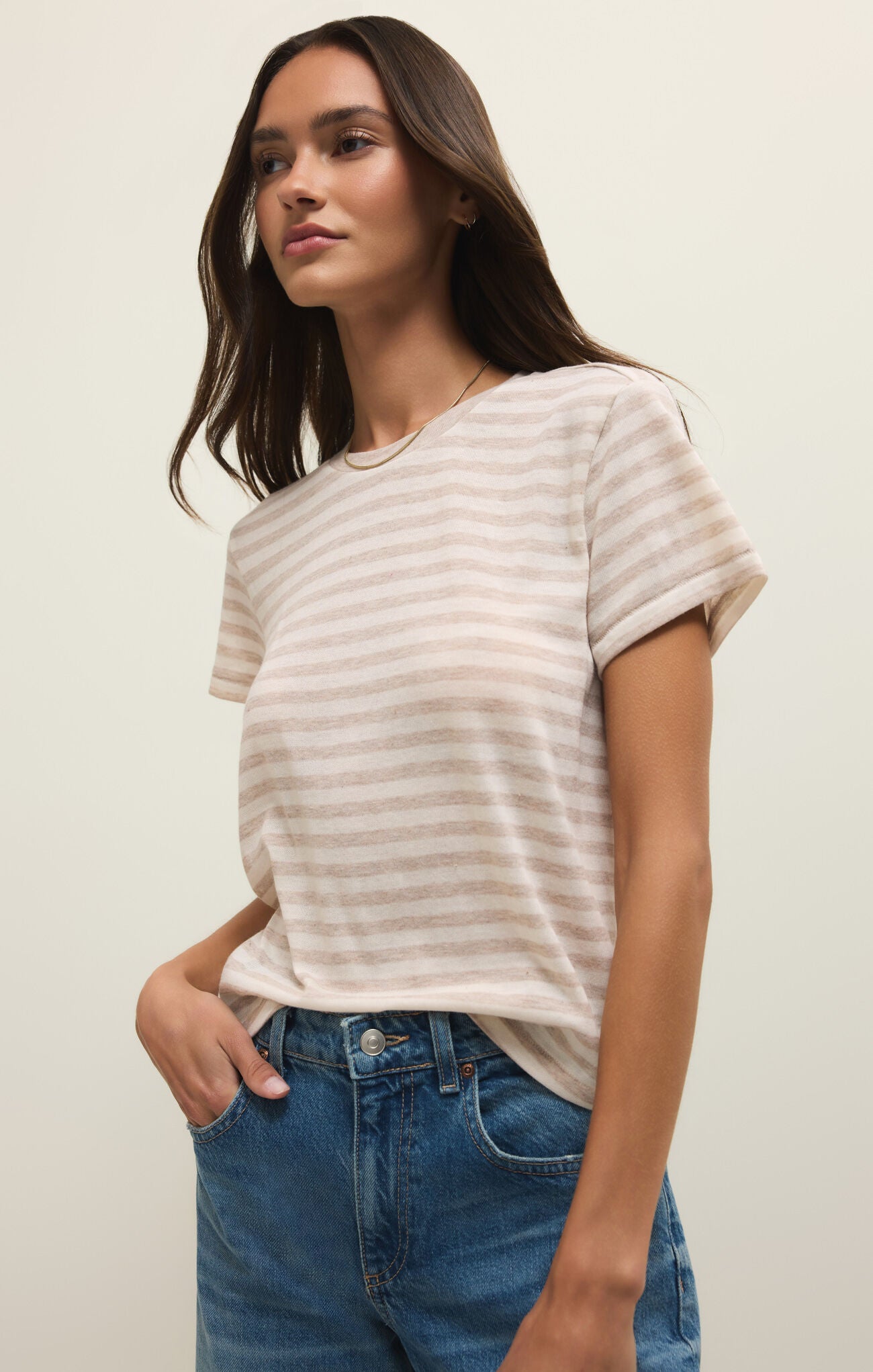 Z Supply Tourist Striped Tee - Natural Heather