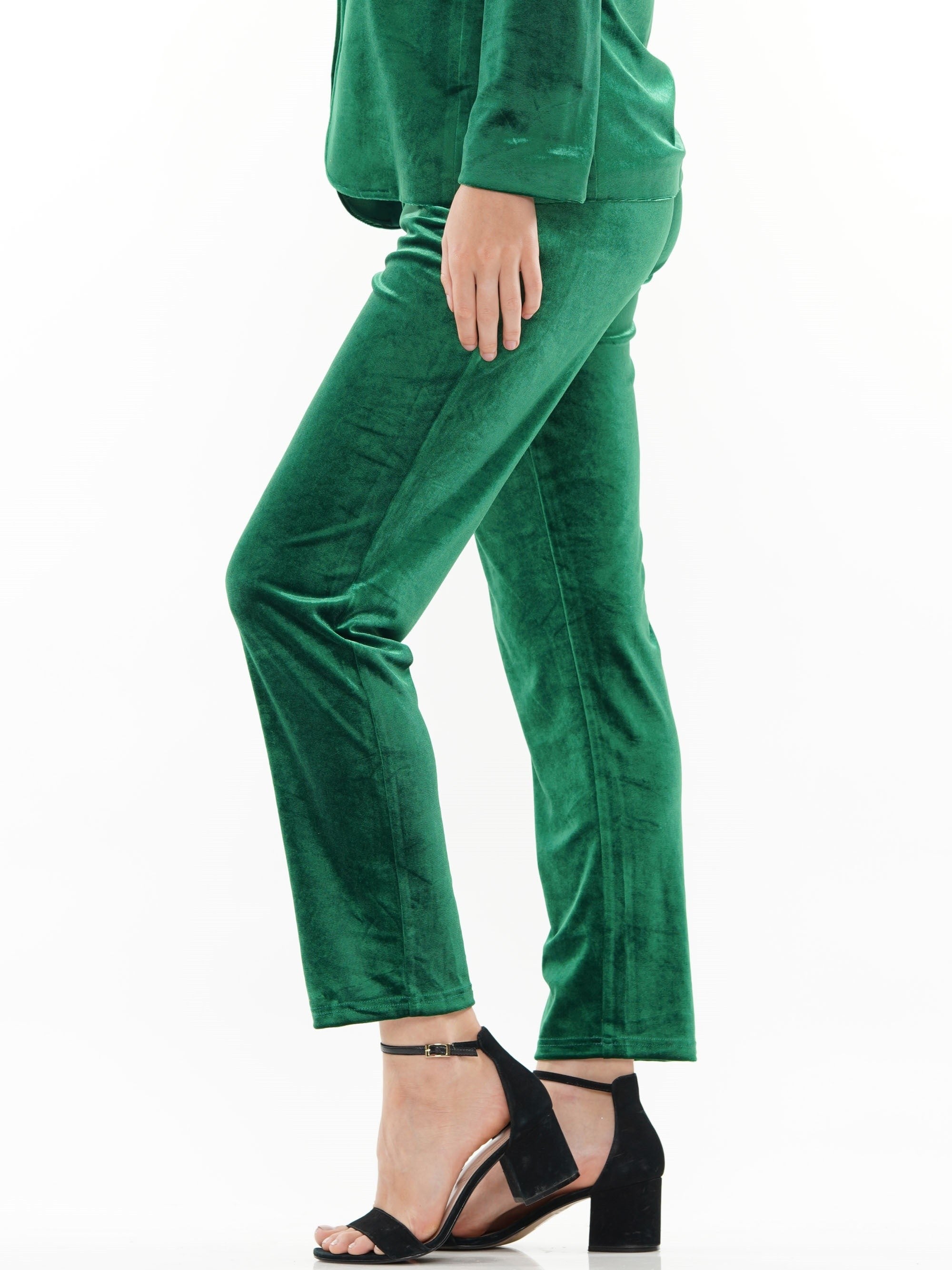 Plus Size Green Wide Leg Velvet Trousers  Yours Clothing
