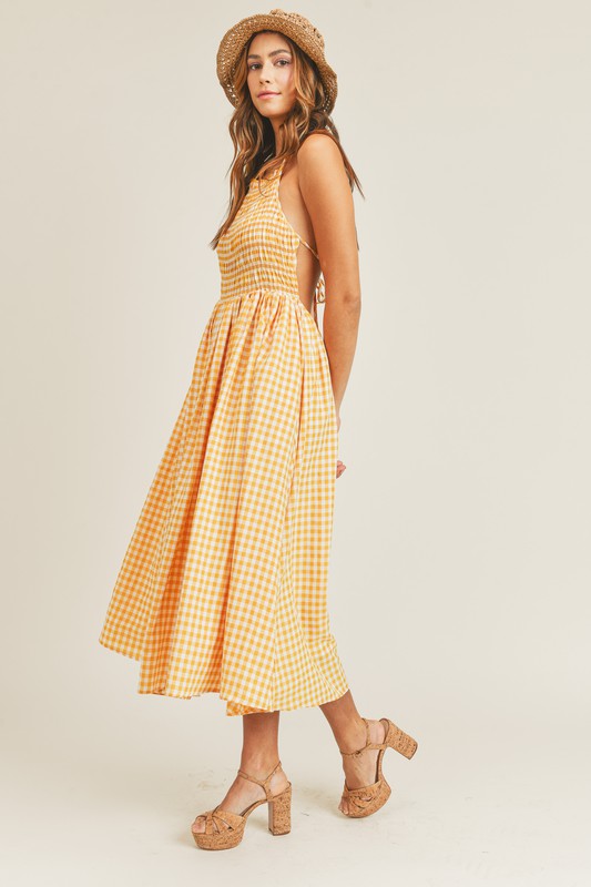 Evie Plaid Midi Dress