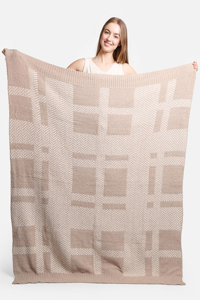 Stripe Herringbone Print Throw Blanket