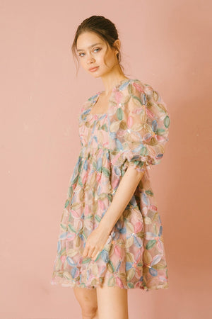 Multi Color Flower Mini Dress