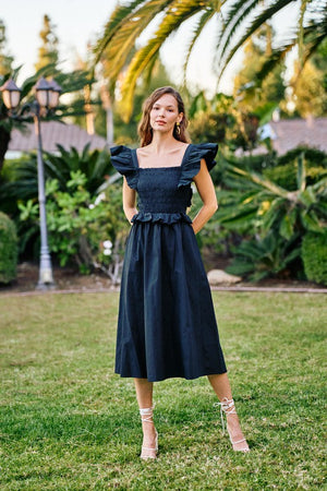 Mia Ruffle Sleeve Midi Dress