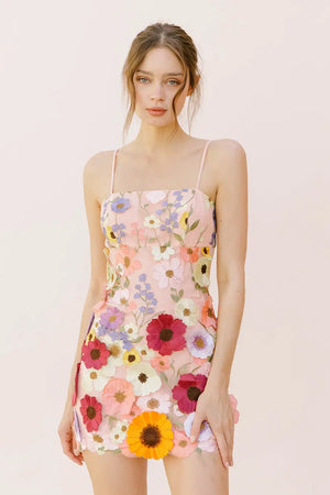Multi Floral Collaged Mini Dress