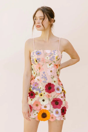 Multi Floral Collaged Mini Dress
