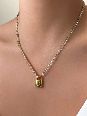 Padlock Necklace Gemstone Necklace ‖ Initial Lock Pendant Necklace Gem –  MAWXO.COM