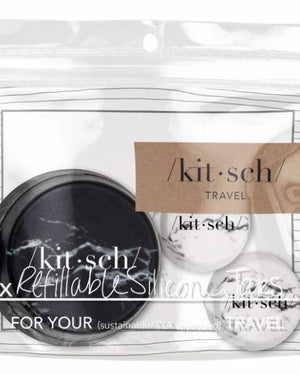 KITSCH - Refillable Silicone Jars 3PC Set - Black & White Marble